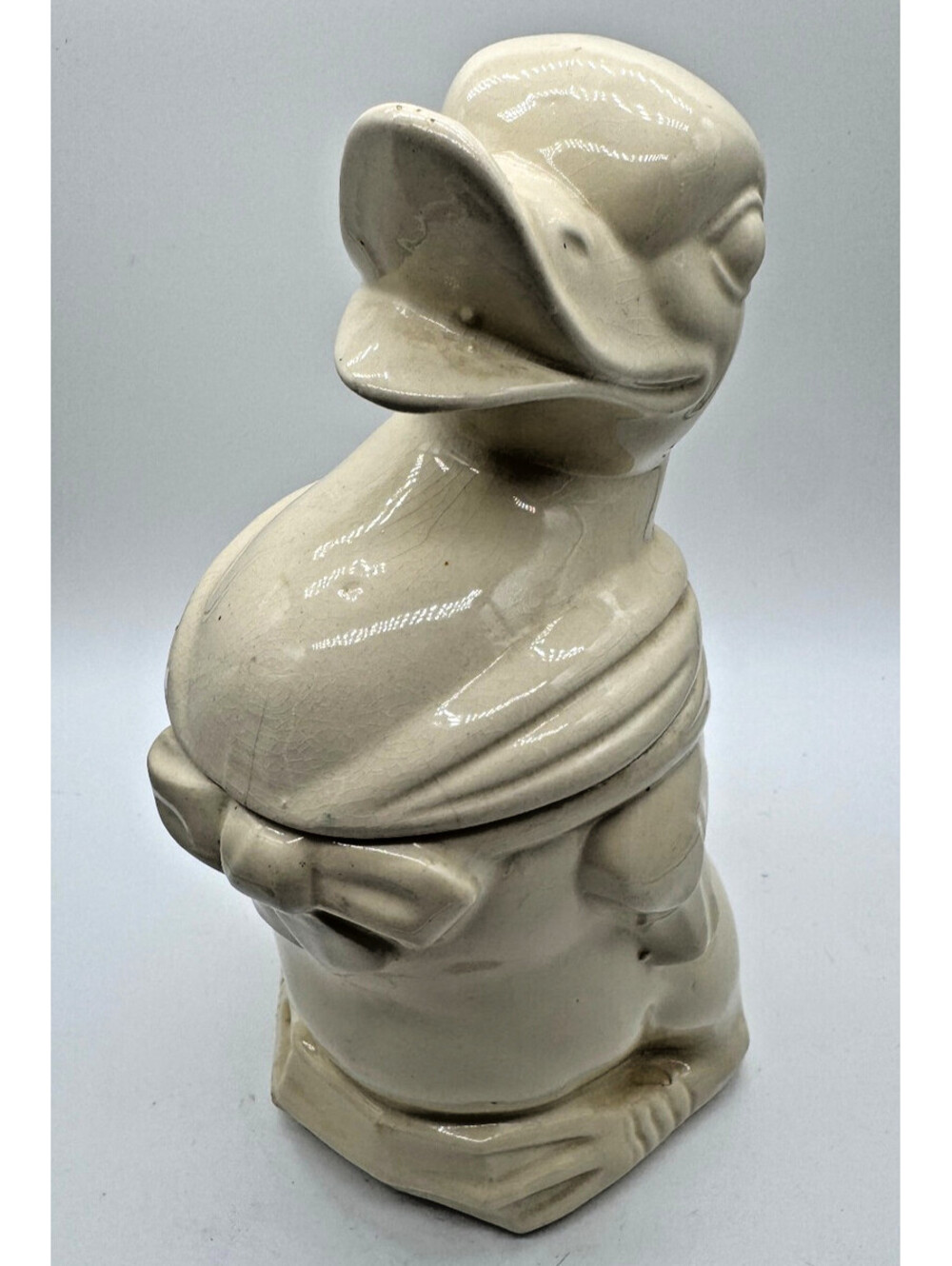 Vintage Ceramic Duck Chick Cookie Jar Large 12" Cream White Unmarked Figural